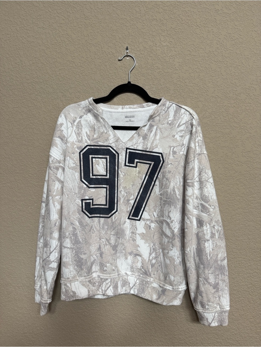 Hollister Beige Camouflage '97 Pullover Sweatshirt